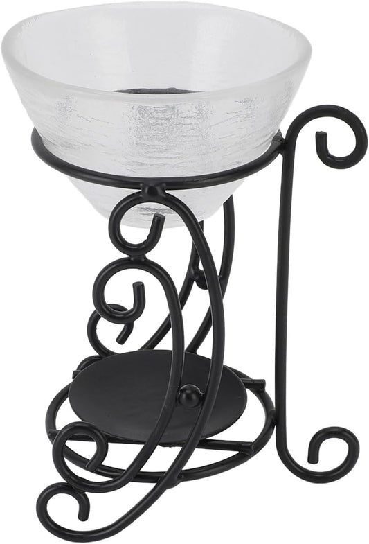 Vintage Metal Glass Essential Oil Burner with Tealight Candle Holder – Wax Warmer Aromatherapy Diffuser for Home Decoration, Scented Oil Burner Compatible with Most Essential Oils
