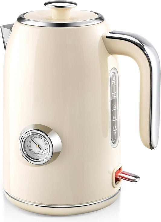 PUKOMC Electric Kettle, 1.7L Stainless Steel Electric tea kettle | Temperature Gauge, Fast Boiling, Auto Shut - off, BPA - Free, Boil - Dry Protection 1500W, LED Light, Easy clean