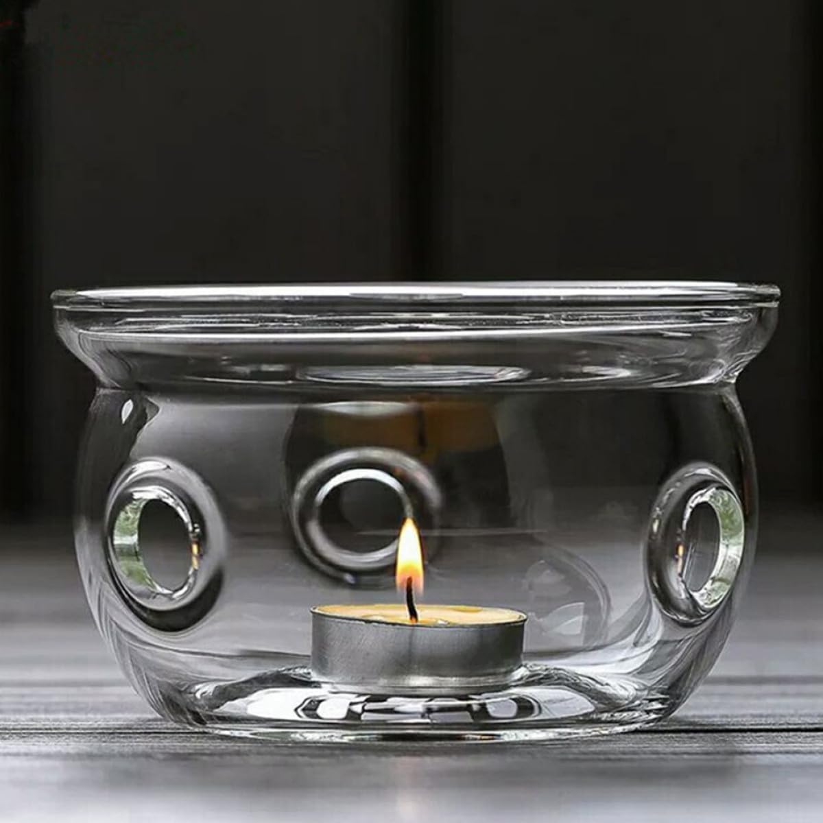 TIDTALEO Glass Teapot Warmer and Coffee Warmer Set, High Borosilicate Glass with Round and Heart-Shaped Heating Bases, 2pcs Tea Accessory for Home and Office Use