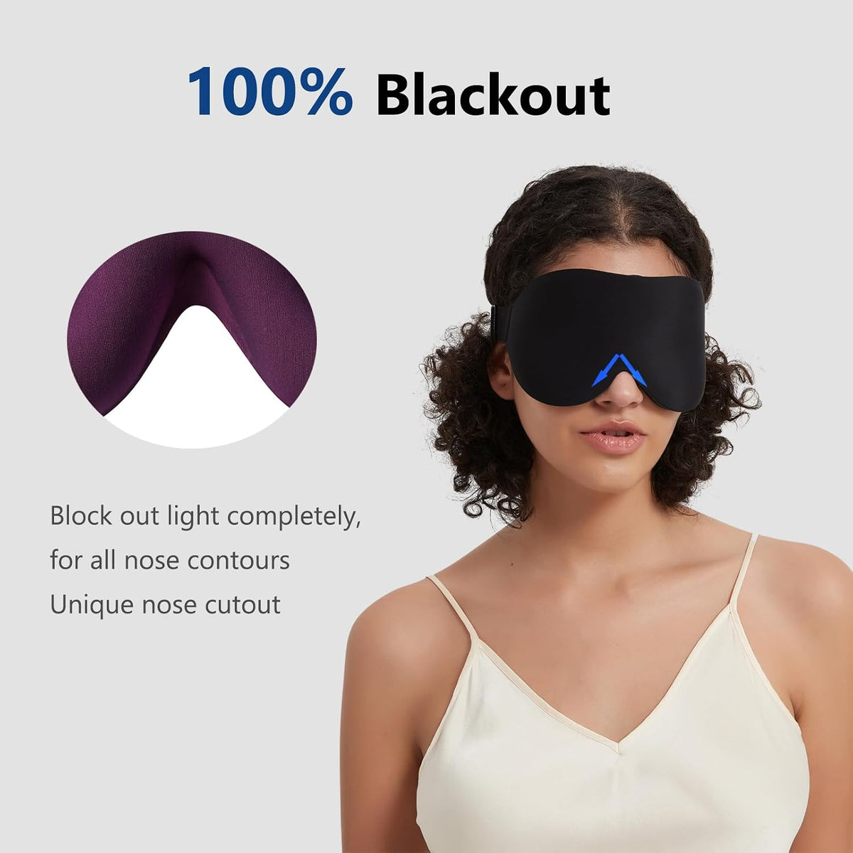 ALASKA BEAR Memory Foam Sleep Mask, Contoured Eye Cups for Women Men, Blue
