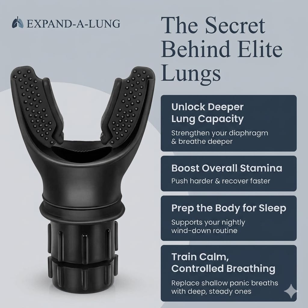 EXPAND-A-LUNG | Breathing Exerciser Device for Lungs | Airflow Trainer Fitness | Cardio Expansion & Capacity | Sports Endurance | Dual-Way Inhale-Exhale Workout