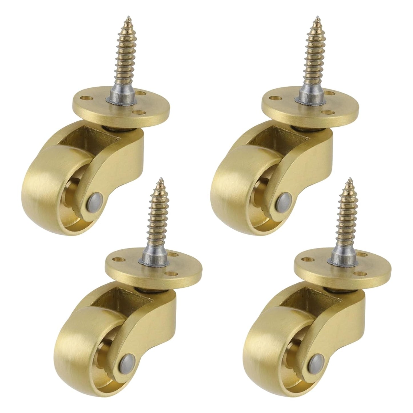 Semetall 4PCS Swivel Caster Wheels Square Cup Furniture Castors (Bronze) | 150kg Load Capacity, with Screws for Piano Feet, Sofa, Table, 1.02 Inch (26mm) Wheels