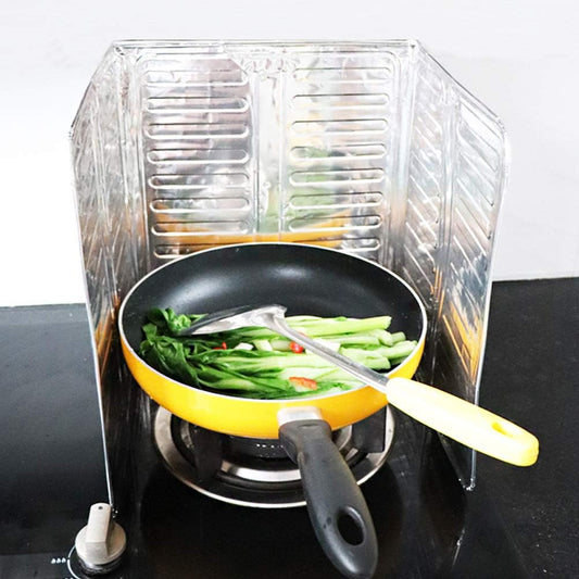 TOPINCN 3 Sided Splatter Guard Foldable Grease Splatter Screen for Frying Pan, Kitchen Splatter Shieldes Aluminum Foil Splashs Guard Oil Proof Plate Board for Kitchen Restaurant (silver)