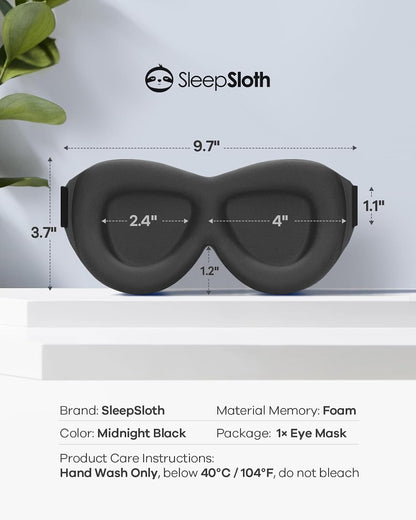 Sleep Mask for Side Sleepers, 3D Contoured Eye Mask for Sleeping, Soft Memory Foam Eye Cover with Adjustable Strap, No Pressure on Eyes, Travel Sleep Mask for Men Women, Shift Work & Naps