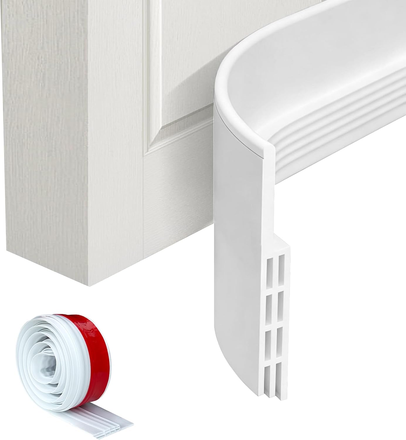 White Door Draft Stopper 39 Inch, Adhesive Under Door Bottom Sweep | Weather Stripping Door Bottom Seal, Soundproof Thermal Insulation Door Gap Filler for Interior Exterior Doors Noise Blocker
