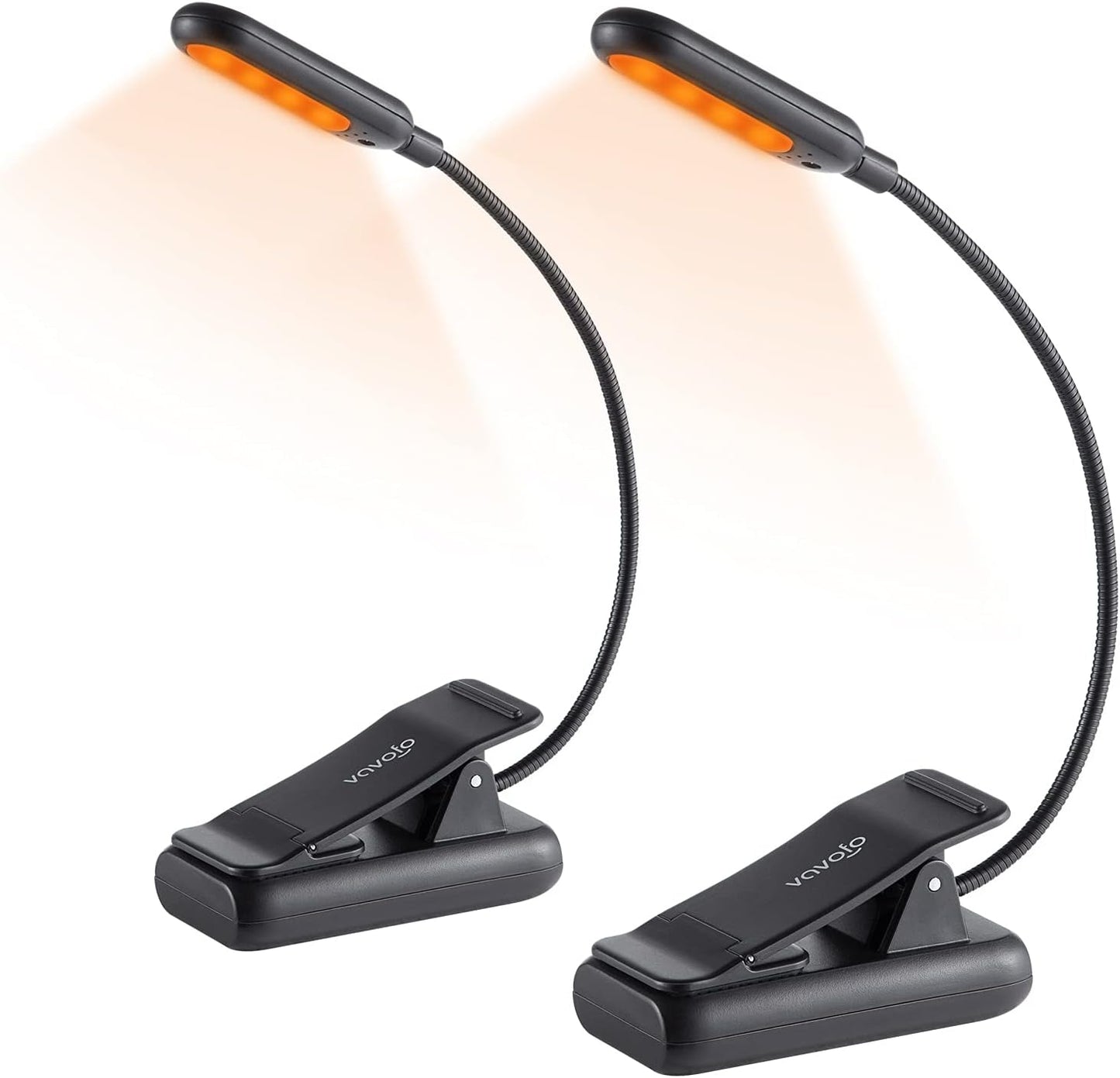VAVOFO Rechargeable Book Light, Blue Light Blocking, Amber 1600K Clip On Reading Light, Eye Care 7 LEDs Kids Book Light for Reading in Bed with Power Indicator for Bookworms (Neon Orange)