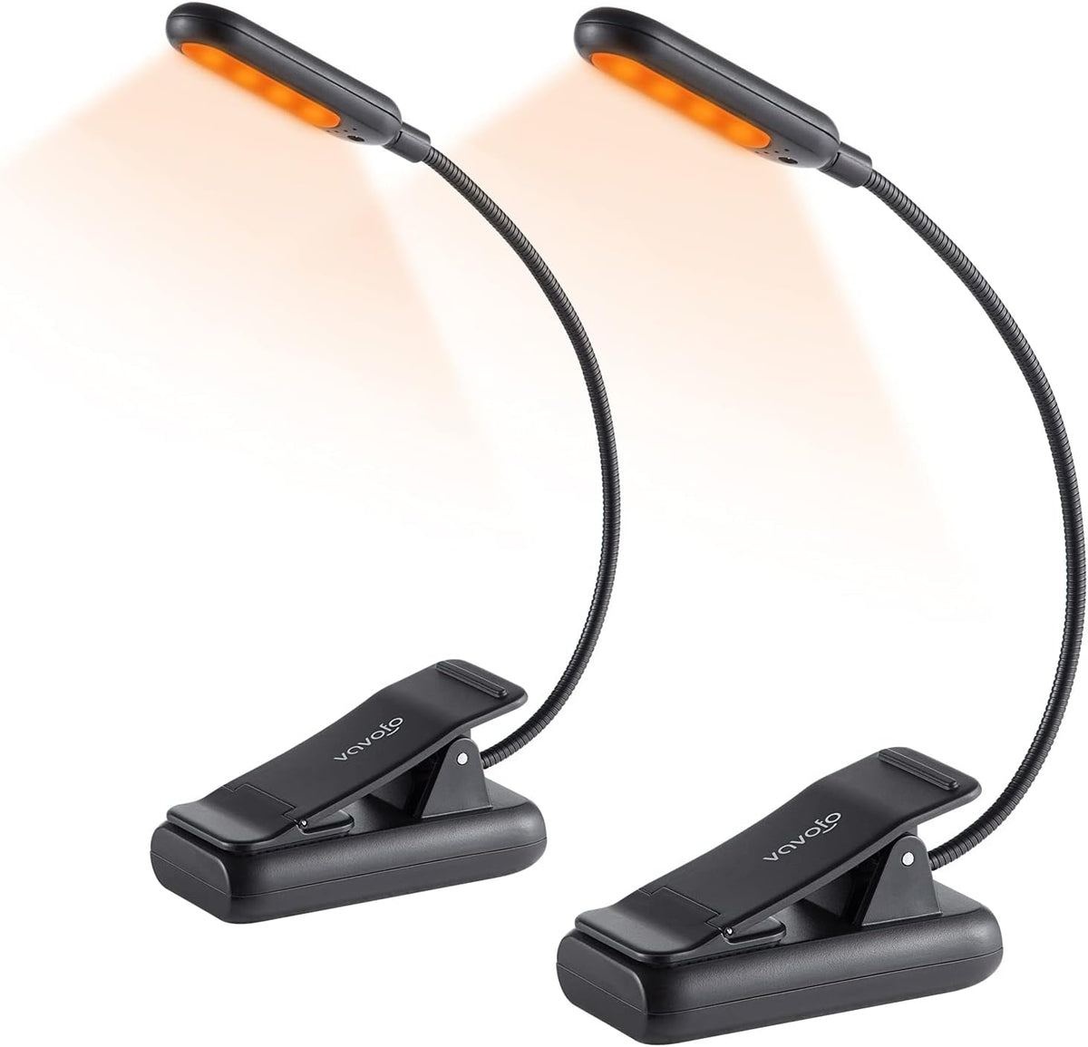 VAVOFO Rechargeable Book Light, Blue Light Blocking, Amber 1600K Clip On Reading Light, Eye Care 7 LEDs Kids Book Light for Reading in Bed with Power Indicator for Bookworms (Neon Orange)