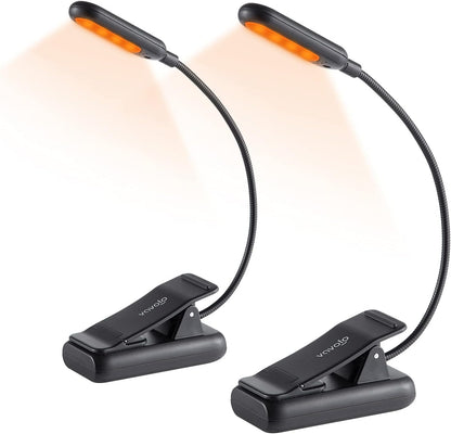 VAVOFO Rechargeable Book Light, Blue Light Blocking, Amber 1600K Clip On Reading Light, Eye Care 7 LEDs Kids Book Light for Reading in Bed with Power Indicator for Bookworms (Neon Orange)