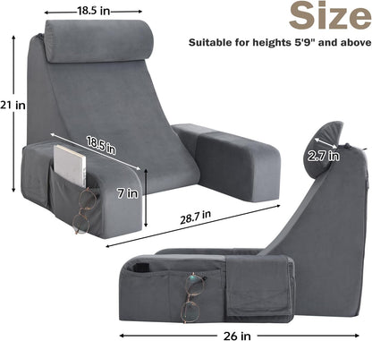 ENITYA 21" Reading Pillow for Bed with Firm Back Support & Big Pockets