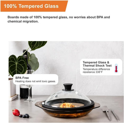 OEC Vented Splatter Upgraded Tempered Glass Microwave Cover - 11.5 inch | Inner Diameter 10.7”, Silicone Rim with Steam Vent Easy-Grip Handle, Lighter Weight 100% Food Safe, BPA Free, Dishwasher Safe