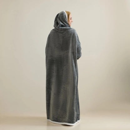 Wearable Blanket Sweatshirt, Warm and Cozy Giant Blanket Hoodie | Gifts for Women and Men - thick Flannel Blankets with Sleeves and Giant Pocket - Light Grey