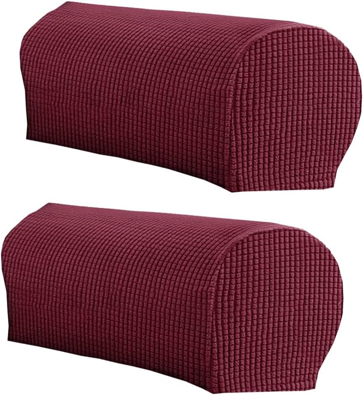 LINGXIYA Stretch Plush Armrest Covers, Spandex Armrest Slipcovers, Set of 2