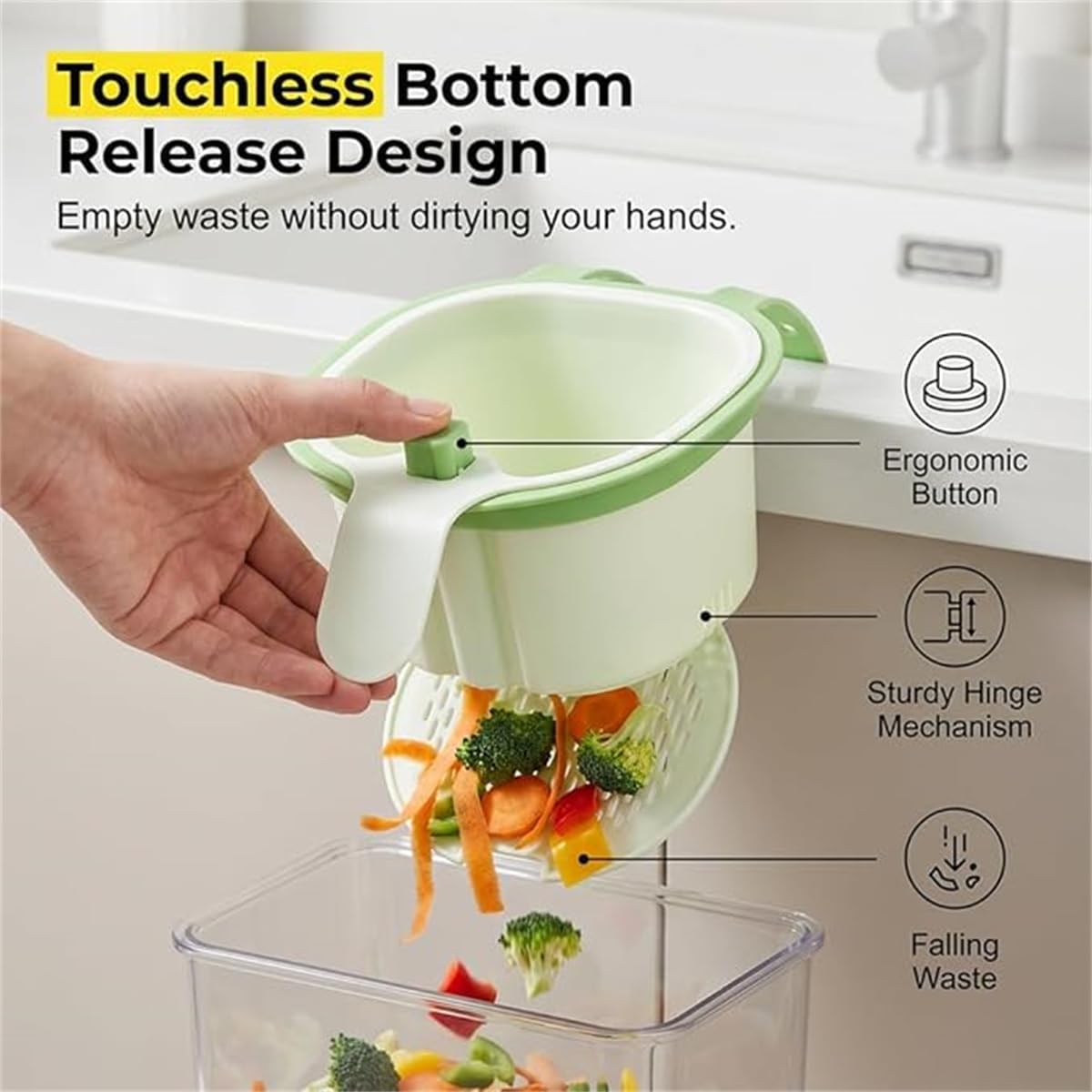 Sink Drain Strainer Self-Cleaning Faucet Hanging Filter Basket, Multifunctional Kitchen Sink Strainer Press Automatic Dumping Basket (Green)