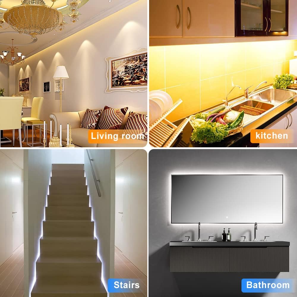 VST 6.56 ft Led Strip Light, Motion Sensor LED Tape Light with Battery Operated for Closet Wardrobe Stair Under Counter Cabinet Bedroom (6500K Cool White)