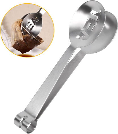 Acouto Tea Stainless Steel Tea Bag Squeezer Tongs, 12cm Lightweight Stainless Steel Teabag Tongs Squeezer Strainer Grip Home Tool Bag