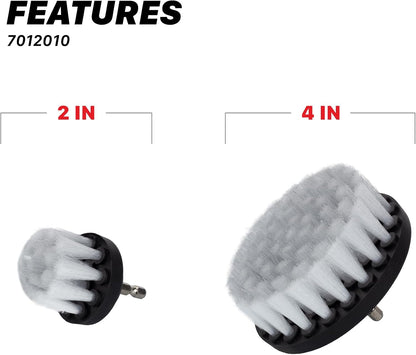 Maxshine Universal M8 Light-Duty Soft Leather & Fabric Brush Drill Attachment – White Scrub Brush Kit for Fabric, Leather, Upholstery, Convertable Top & Seats – Removes Grime, Stains, Dirt & Buildup