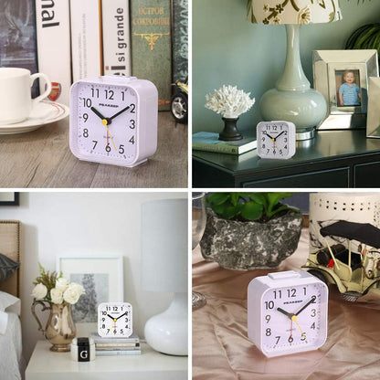 Peakeep Small Battery Operated Analog Travel Alarm Clock Silent