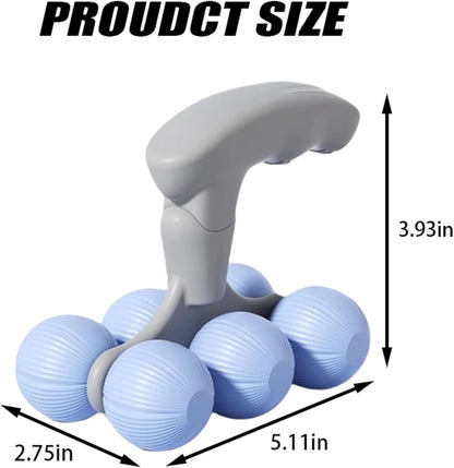 6-Wheel Handheld Massage Roller for Muscle Pain Relief (Blue)