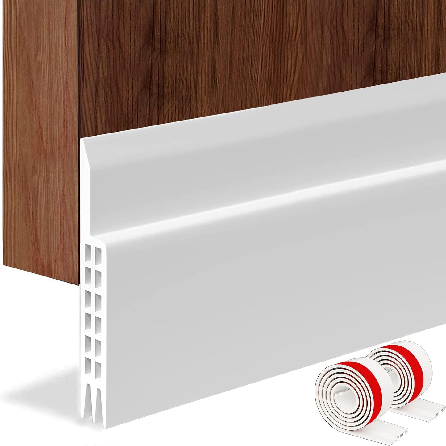 [New Upgrade] Huge Gap Door Draft Stopper, 3.4" W Widened Door Sweep Seal Gap Up to 1.8" for Interior & Exterior Doors - Keeping Draft, Noise, Dust and Unwanted Animals Out,3.4" W x 39" L,White