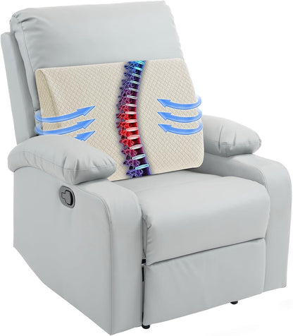 HOMBYS Lumbar Support Pillow for Recliner Chair, Memory Foam Back Support Cushion for Elderly,Extra Large Lumbar Support Pillow,Thick Backrest for Home Reading (Grey, 20“x13.5"x5")