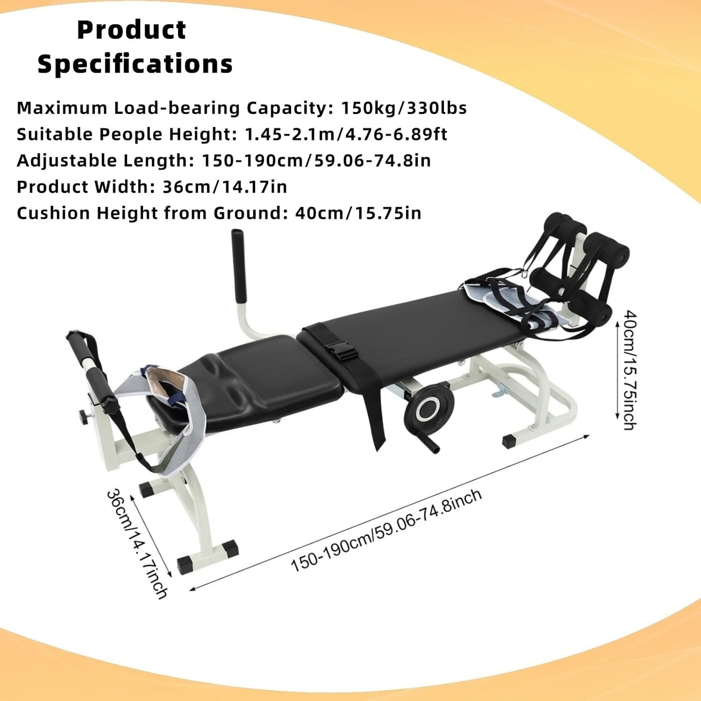 Multifunctional Body Stretcher, Cervical Traction Back Stretcher Lumbar Bed Body Stretching Spine Cervical Spine Stretcher Machine for 1.45-2.1m/4.76-6.89ft Older Teenager Within 330lbs