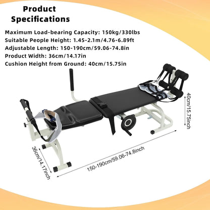 Multifunctional Body Stretcher, Cervical Traction Back Stretcher Lumbar Bed Body Stretching Spine Cervical Spine Stretcher Machine for 1.45-2.1m/4.76-6.89ft Older Teenager Within 330lbs