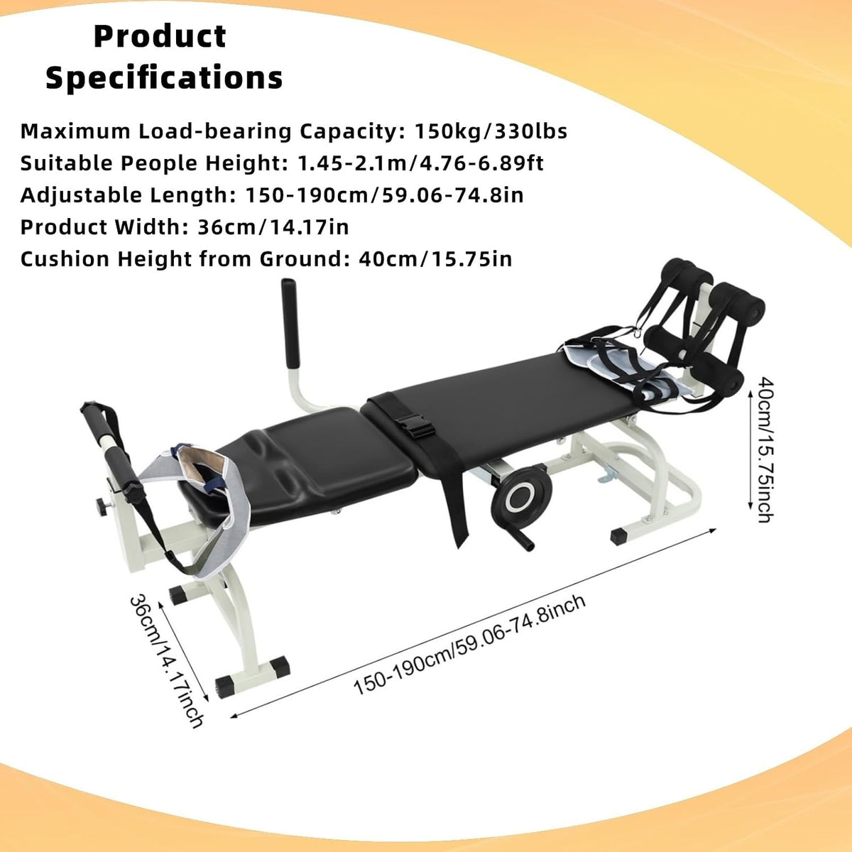 Multifunctional Body Stretcher, Cervical Traction Back Stretcher Lumbar Bed Body Stretching Spine Cervical Spine Stretcher Machine for 1.45-2.1m/4.76-6.89ft Older Teenager Within 330lbs