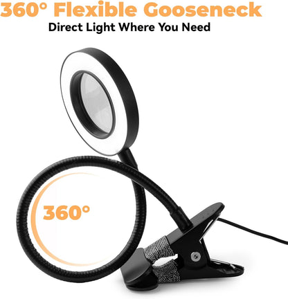 LALISU Desk lamp Eye-Caring Table Lamps, 360°Rotation Gooseneck Clip Lamp