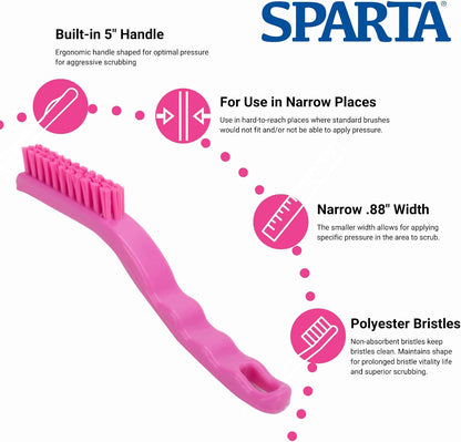 SPARTA Grout Brush with Stiff Nylon Bristles, 8 Inch, White | Flo-Pac, Stiff Crimped Nylon Bristles, 2.75-Inch Brush Section, Narrow Crevices, BPA Free