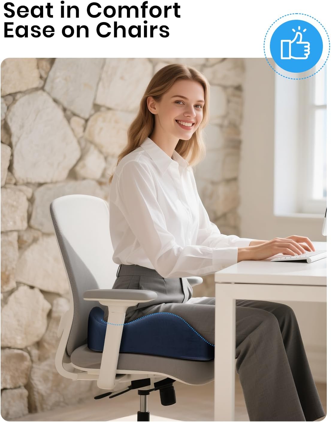 Benazcap Memory Foam Seat Cushion, Ergonomic Office Chair Pressure Relief