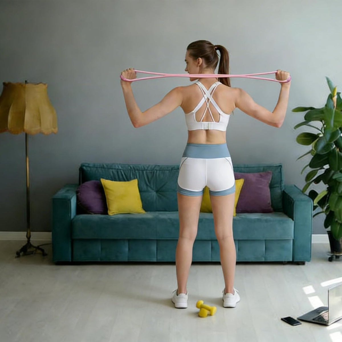 Figure 8 Resistance Band with Handles, for Home Gym,Yoga & Physical Therapy