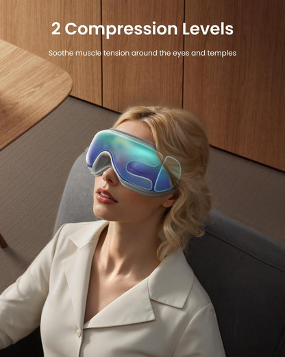 RENPHO Eyeris 1 Eye Massager with Heat, Sleep Mask with Remote Control | Vibration & Compression for Eye Strain and Head Tension, Bluetooth Music, FSA Eligible HSA, Black