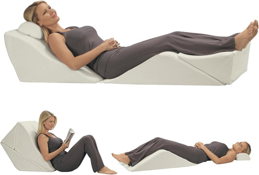 Contour BackMax - Foam Bed Wedge Sleep Support System + Neck Pillow - 4-Piece Full Body Support - Optimal Angle for Better Posture - Leg & Knee Elevation - 9-in-1 Adjustable Design - 20” Standard