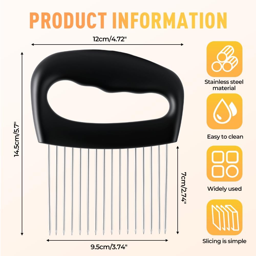 Onion Holder for Slicing, Stainless Steel Onion Slicer Holder, 2025 New Upgraded Tamato Slicer Vegetable Cutter Kitchen Gadeget Chopper Assistant Tool for Potato Lemon Fruit and Meat (2pcs)