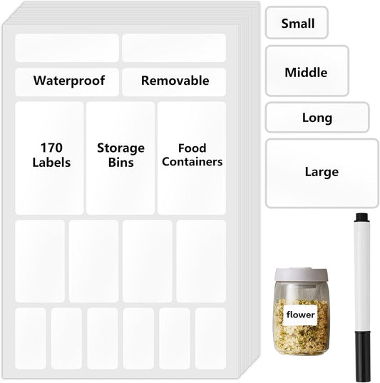 10 Sheets Dry Erase Labels White Labels Stickers to Write Removable Food Label for Containers Blank Name Tag Stickers Erasable Kitchen Label for Organizing Freezer Fridge Bottles Home