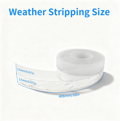 TBWHL Shower Door Bottom Seal Strip Silicone Rubber Sealing Sticker 16 Feet Translucent for Glass Sliding Doors/Shower Enclosures, Self-Adhesive Dust/Noise Proof Weatherstrip (35mm)