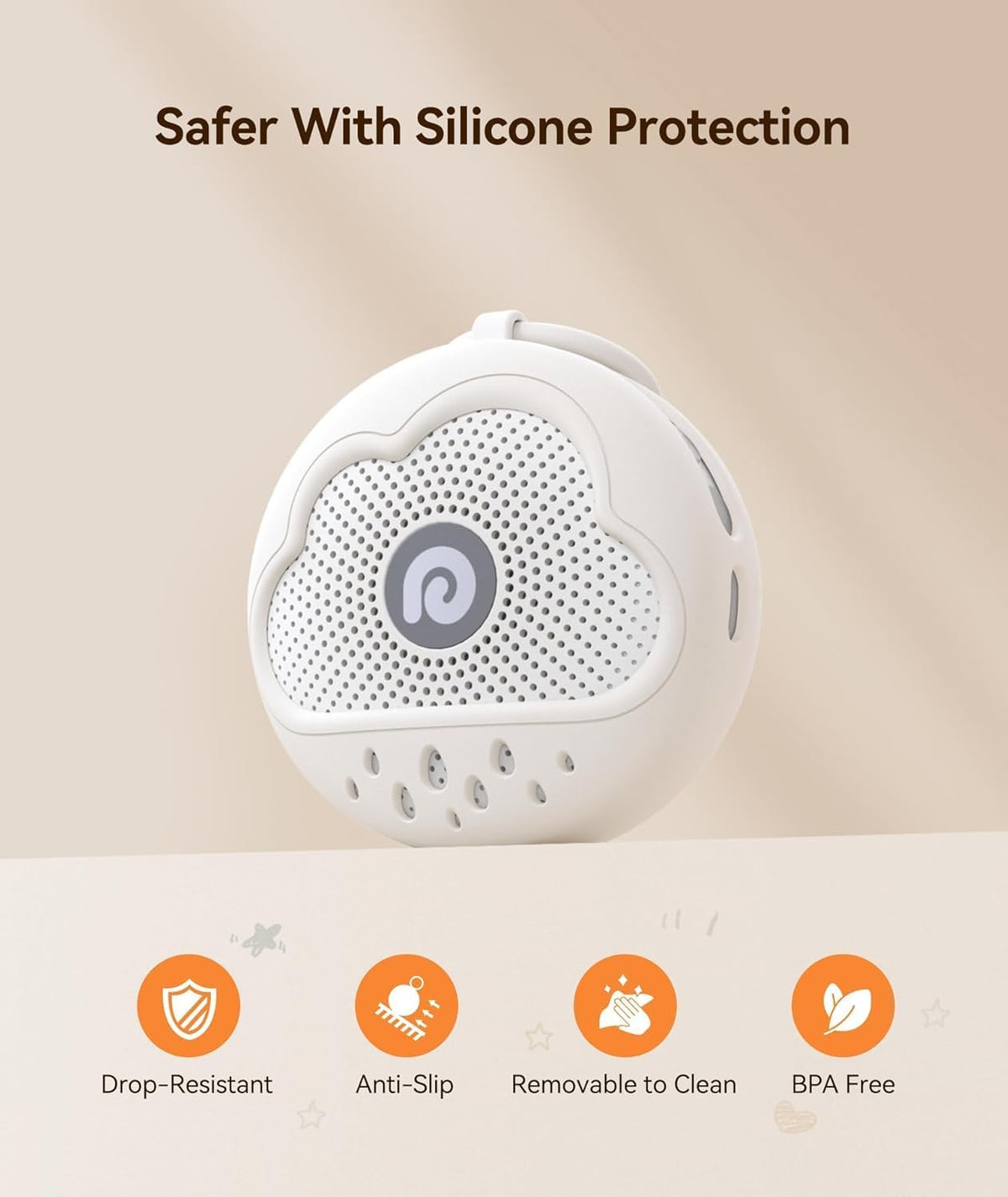 Dreamegg White Noise Machine - Portable Sound Machine Baby with Safe Silicone Cover, Features Powerful Battery, 21 Soothing Sound, Noise Canceling for Sleeping, Baby Registry Gift, Nursery, Travel