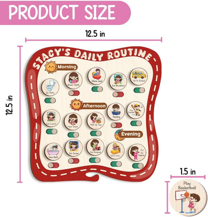 TinyKidz Wooden Daily Routine Chart 11x15, Schedule Board for Kids, Wooden Chore Chart for Kids, Responsibilities Chart for Toddlers, Morning Bedtime Routine for Toddlers