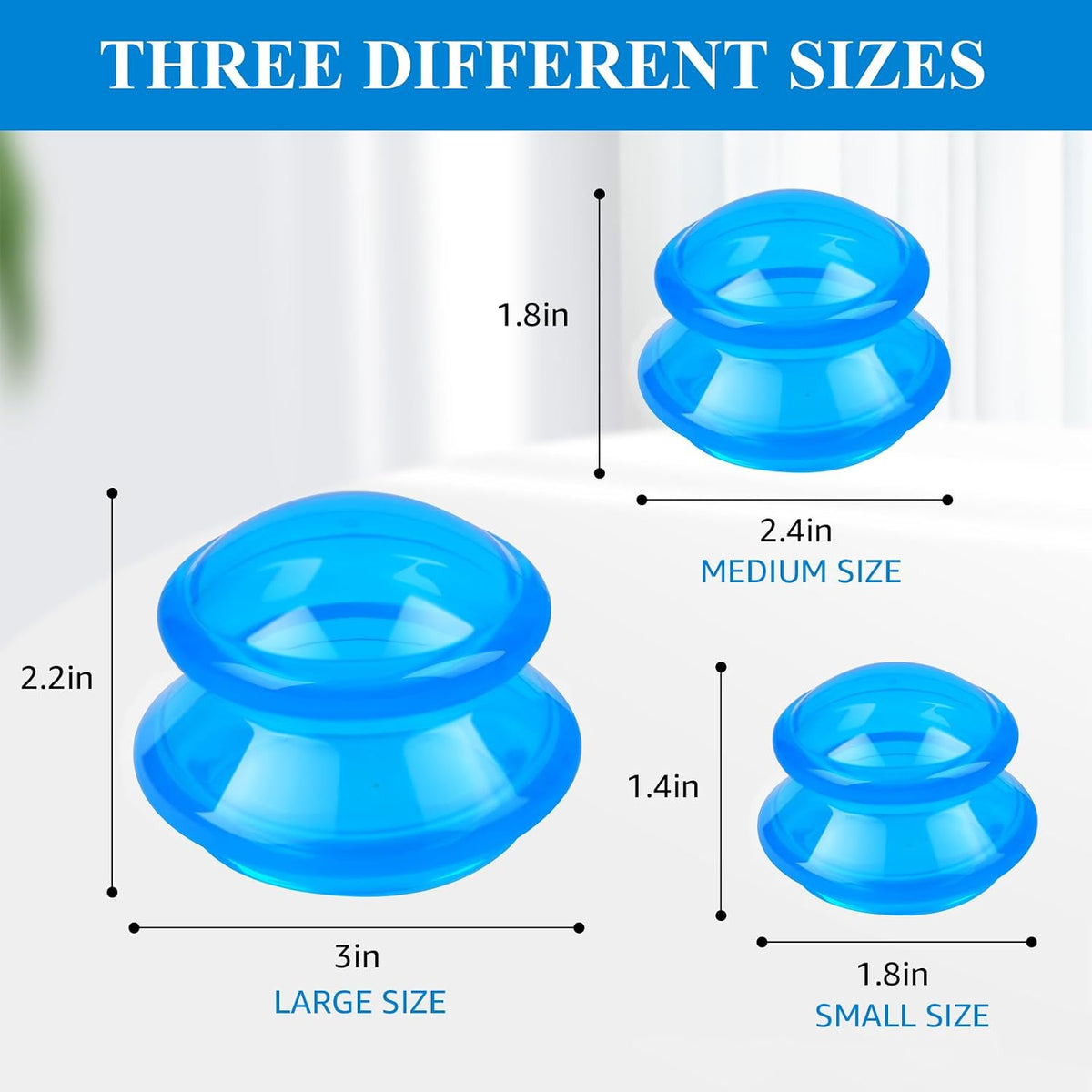 Silicone Cupping Therapy Sets (Set of 3), Cupping Kit for Massage Therapy