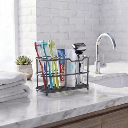 Bathway Toothbrush Holder for Bathroom, 6.9"L x 3.4"W x 4"H, Matte Black, L | Waterproof, Rust-Proof, More Durable, Multifunctional, Large-Capacity, Non-Slip, Anti-Tip, Self-Draining, Stylish Appearance