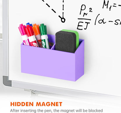 BEYGORM Magnetic Dry Erase Marker Holder for Whiteboard & Refrigerator | Non-slip Acrylic Pen Holder for Classroom, Fridge Magnet, Locker Organizer Accessories, Teacher & School Supplies(Black)
