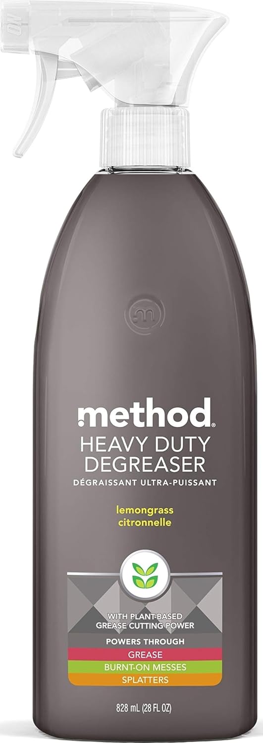 method Heavy Duty Degreaser, Lemongrass Scent, 28 fl oz | Cuts through Grease, Oil, Burnt-On Messes and Stubborn Splatters, For Use on Stove Tops, Range Hoods, Microwaves, and More