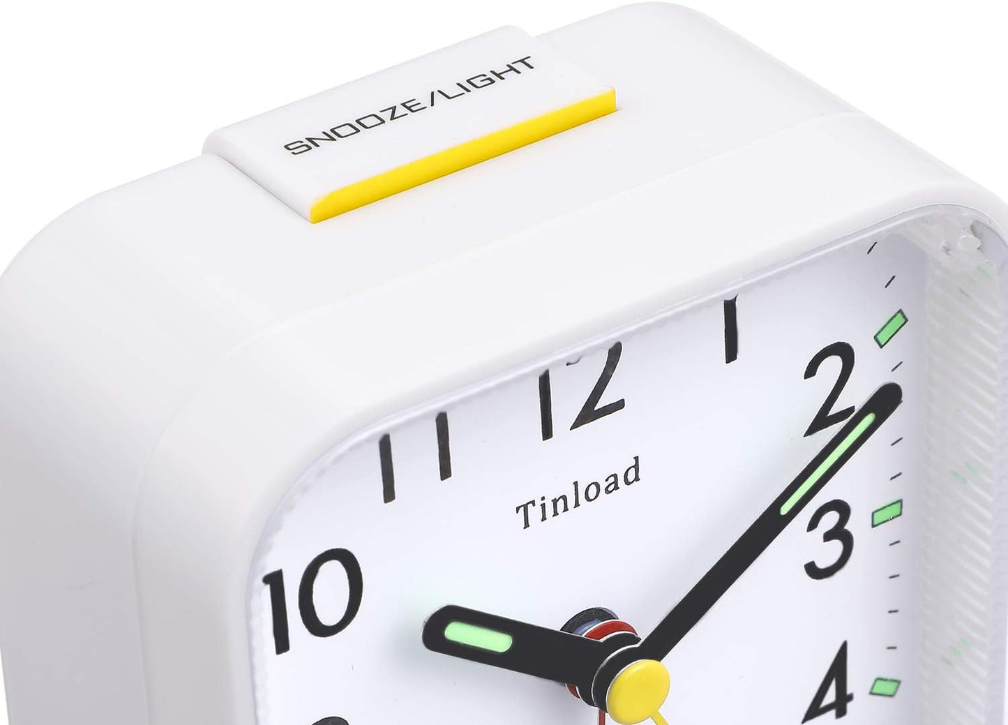 Tinload Small Battery Operated Analog Travel Alarm Clock Silent Non Ticking, Gentle Wake, Ascending Beep Sounds, Snooze,Lighted on Demand, Easy Set(Black)