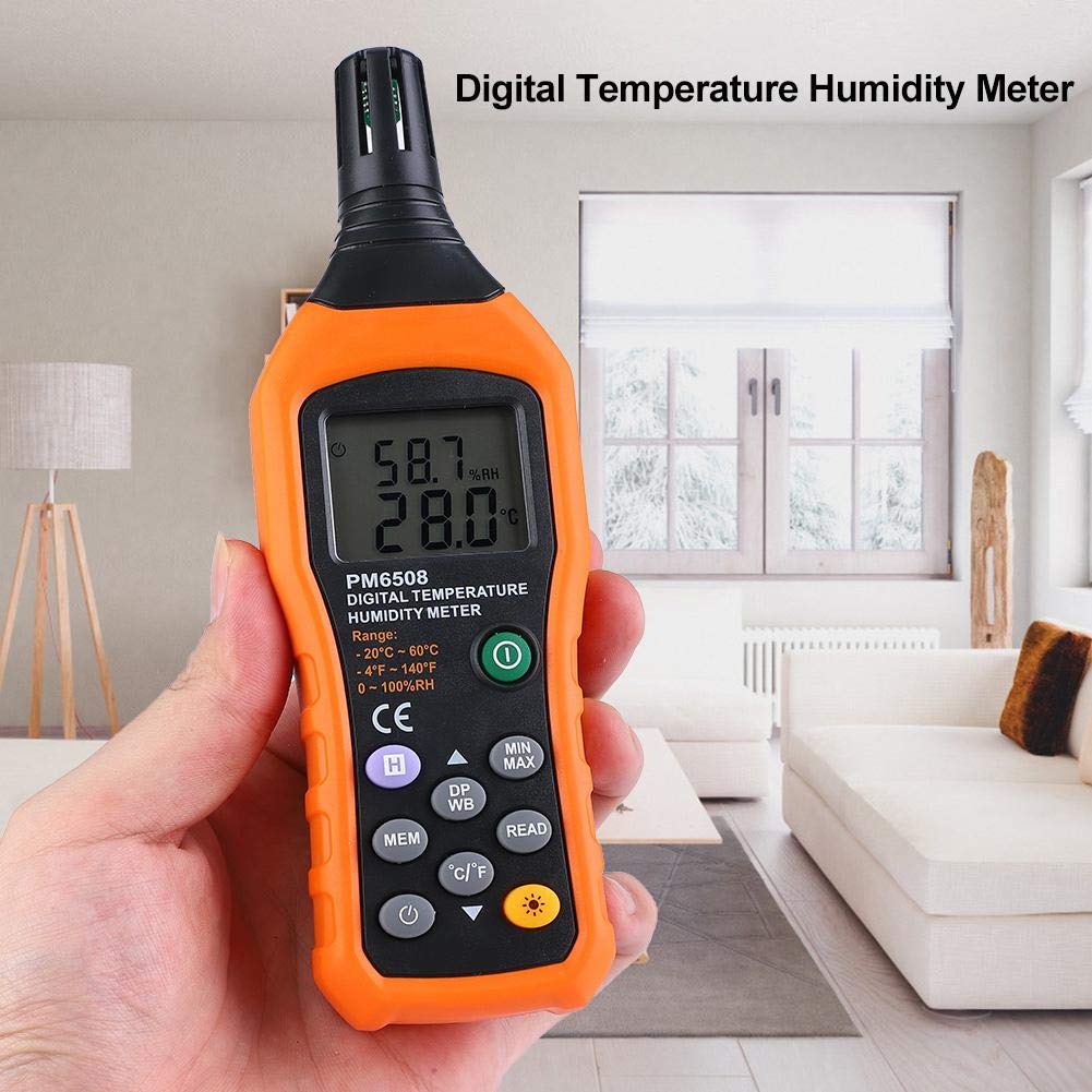 PM6508 High Precision Handheld LCD Digital Temperature Humidity Meter Thermometer Hygrometer for Home and Industrial Using 7.12.41.1in