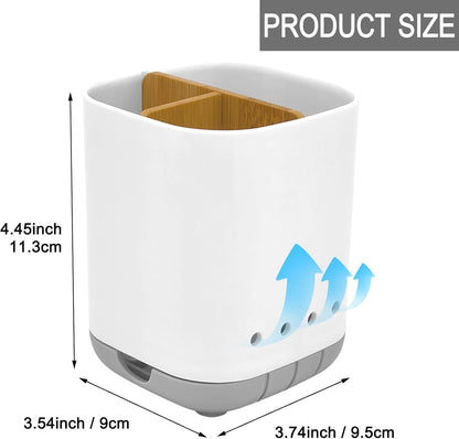Toothbrush Holder with Bamboo Divider,Detachable for Easy Cleaning Bathroom Countertop Organizer,Plastic 3 Slots Electric Toothbrush and Toothpaste Holders Storage Caddy for Bathroom Vanity,Sink(Grey)