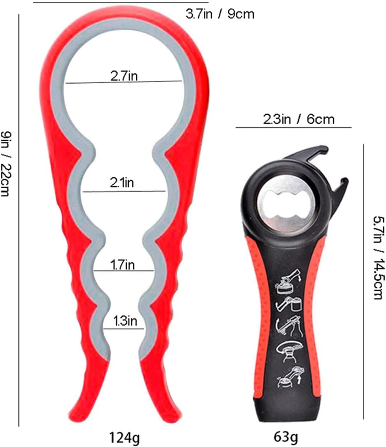 Jar Opener for Seniors with Arthritis,Jar Opener for Weak Hands,5-in-1 Bottle Opener,4-in-1 Can Opener (A-Blue)
