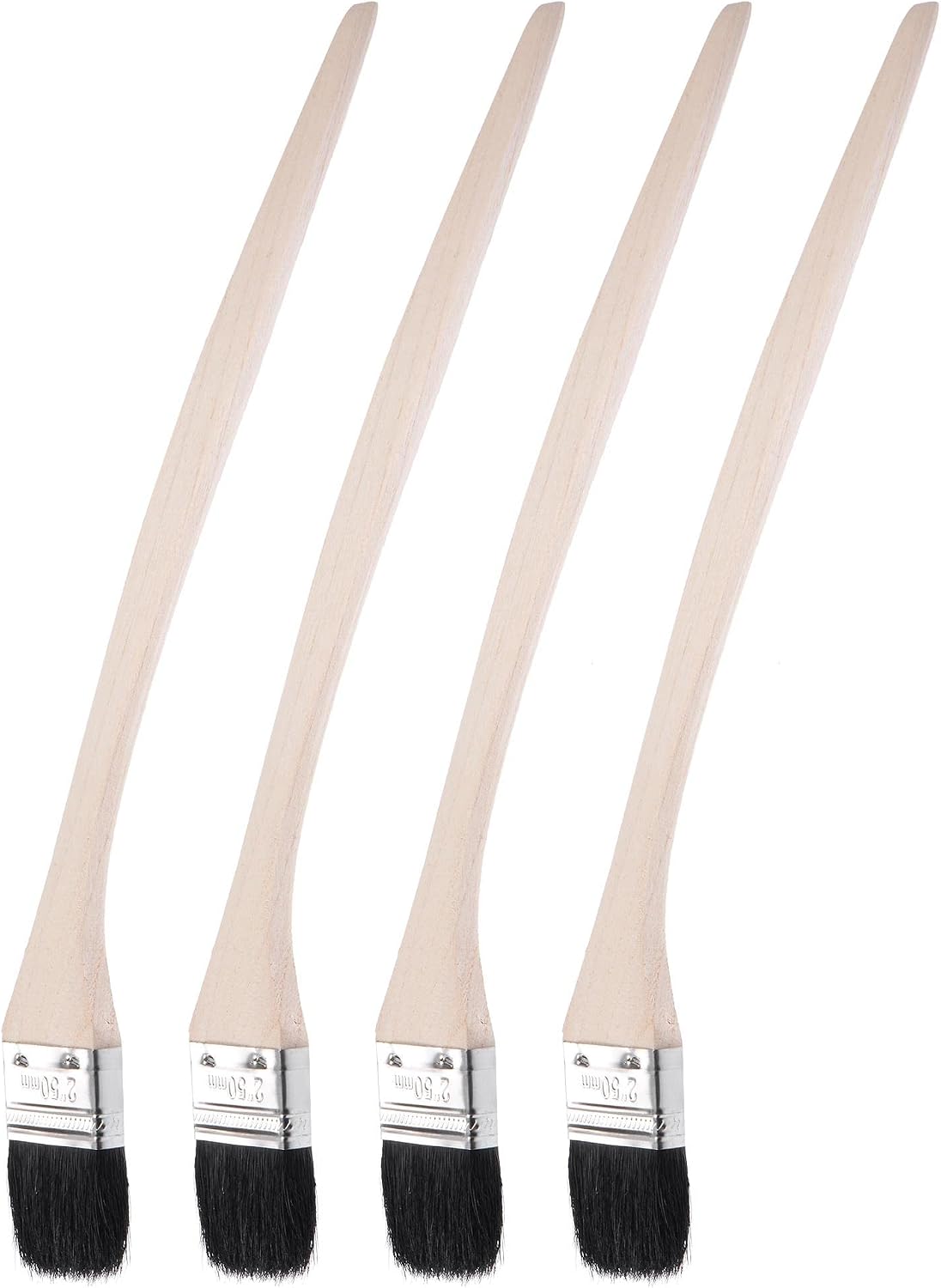 uxcell Bent Radiator Paint Brush 17" Length 2" Width Bristle with Long Wood Handle for Wall Treatment Black 4Pcs