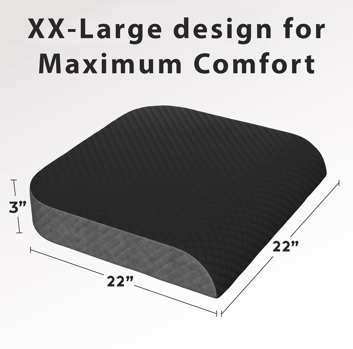 Kölbs Extra Large Seat Cushion, Stylish Plush Velvet Cover, X-Large Memory Foam for Office Chair, Floor Pillow, Cushion Back Pain Coccyx Pain Relief, Carry Handle (Extra Large)
