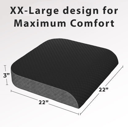 Kölbs Extra Large Seat Cushion, Stylish Plush Velvet Cover, X-Large Memory Foam for Office Chair, Floor Pillow, Cushion Back Pain Coccyx Pain Relief, Carry Handle (Extra Large)