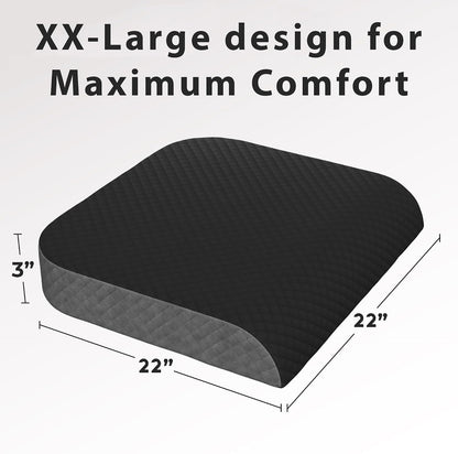 Kölbs Extra Large Seat Cushion, Stylish Plush Velvet Cover, X-Large Memory Foam for Office Chair, Floor Pillow, Cushion Back Pain Coccyx Pain Relief, Carry Handle (Extra Large)
